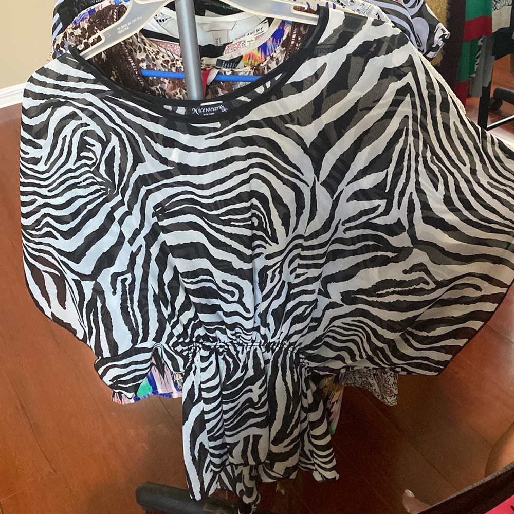 Flare sleeve zebra print blouse